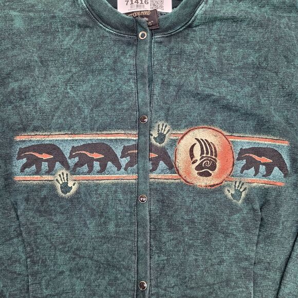 Vintage Native-American Cardigan Womens Large 23x21 Green - Picture 10 of 14